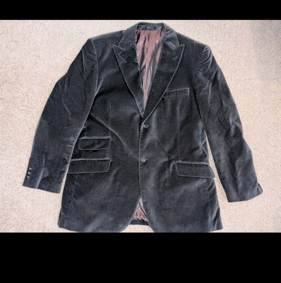 Men's Blazer Club International Gentlemans Attire Size 42 44 L Velvet Slate Grey - Picture 1 of 9